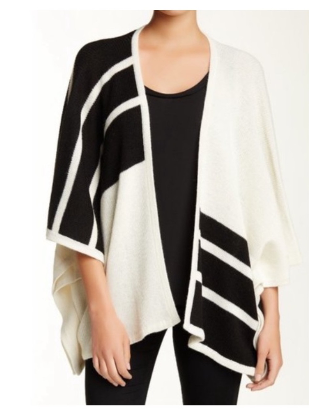 Brochu Walker Alpaca Wool Blend City Poncho Open Sweater O/S